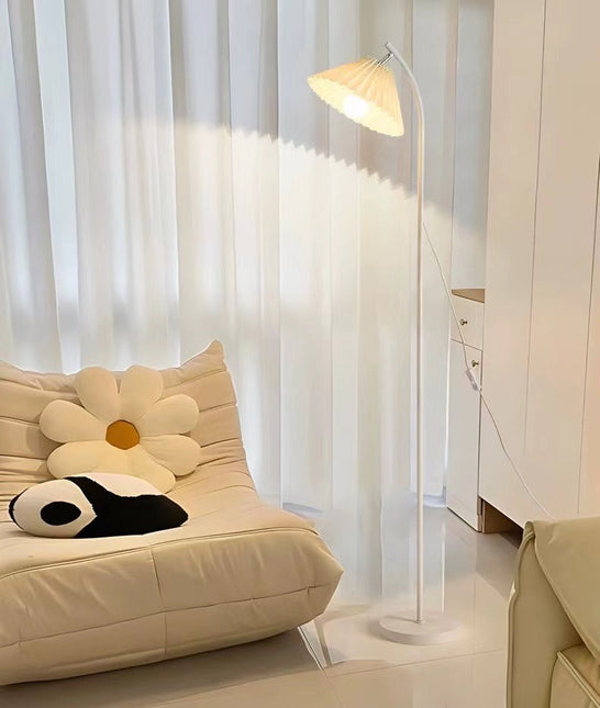 Minimalist floor lamp with a pleated lampshade Floor Lamps TriadCommerceInc