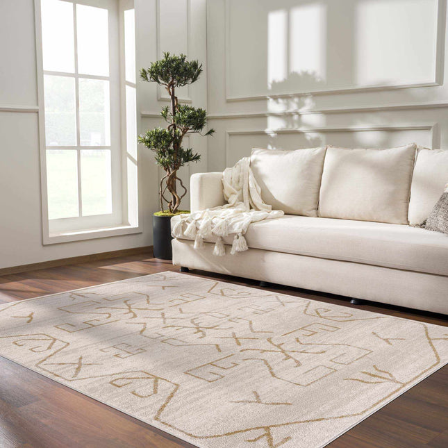 Azzan Cream & Gold Area Rug - Clearance Rugs TriadCommerceInc