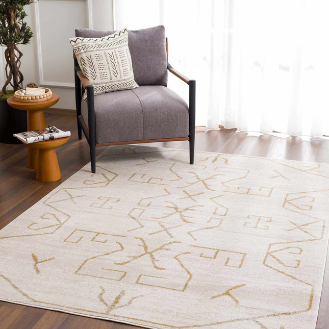 Azzan Cream & Gold Area Rug - Clearance Rugs TriadCommerceInc