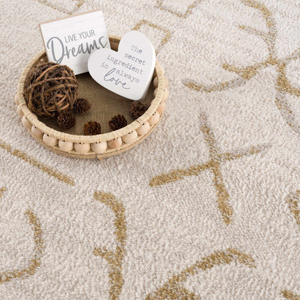 Azzan Cream & Gold Area Rug - Clearance Rugs TriadCommerceInc