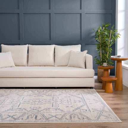 Divya Cream & Silver Blue Area Rug - Clearance Rugs TriadCommerceInc