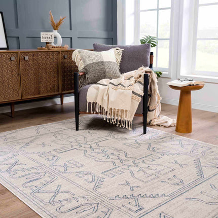Divya Cream & Silver Blue Area Rug - Clearance Rugs TriadCommerceInc