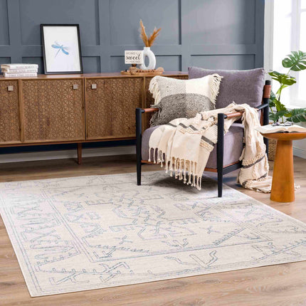 Divya Cream & Silver Blue Area Rug - Clearance Rugs TriadCommerceInc