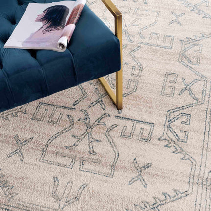 Divya Cream & Silver Blue Area Rug - Clearance Rugs TriadCommerceInc