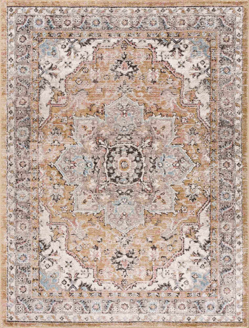 Albie Gold & Beige Area Rug - Clearance Rugs TriadCommerceInc