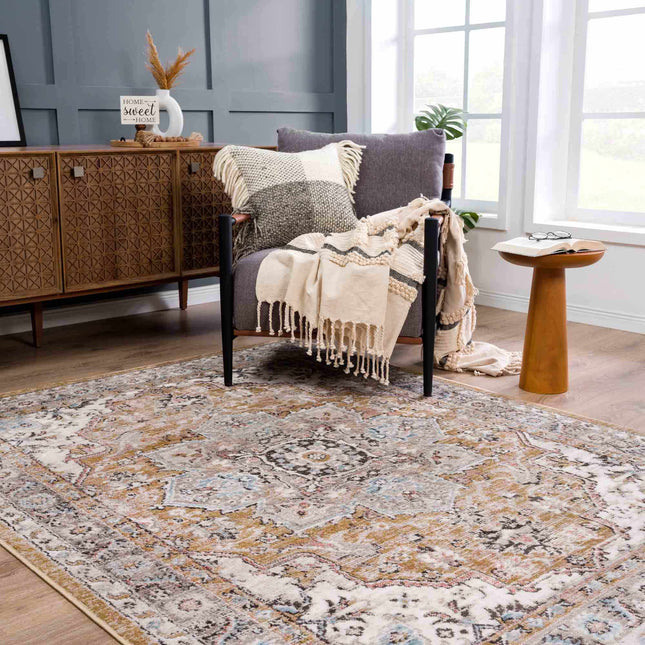 Albie Gold & Beige Area Rug - Clearance Rugs TriadCommerceInc