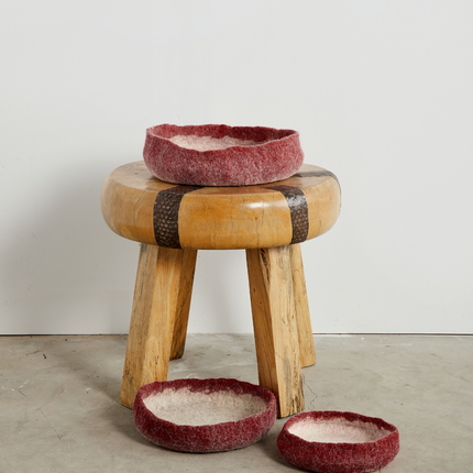 Berry Red Decorative Wool Nesting Bowls Baskets TriadCommerceInc