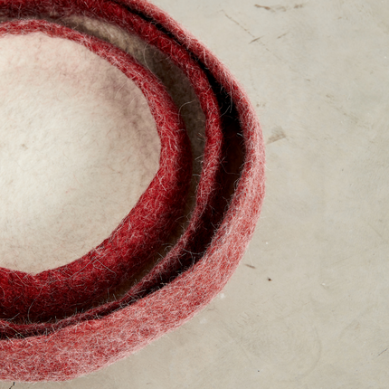 Berry Red Decorative Wool Nesting Bowls Baskets TriadCommerceInc