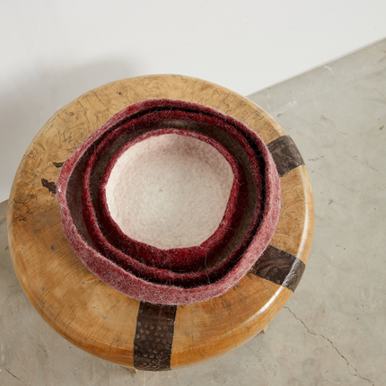 Berry Red Decorative Wool Nesting Bowls Baskets TriadCommerceInc