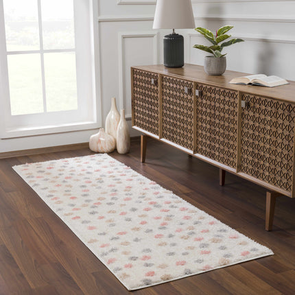 Cansu Pink & Cream Dotted Area Rug Rugs TriadCommerceInc