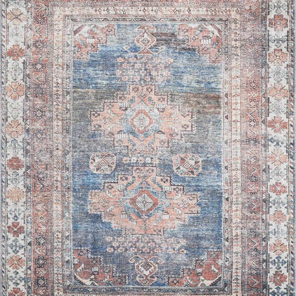 Baltinglass Rust & Blue Washable Area Rug - Clearance Rugs TriadCommerceInc