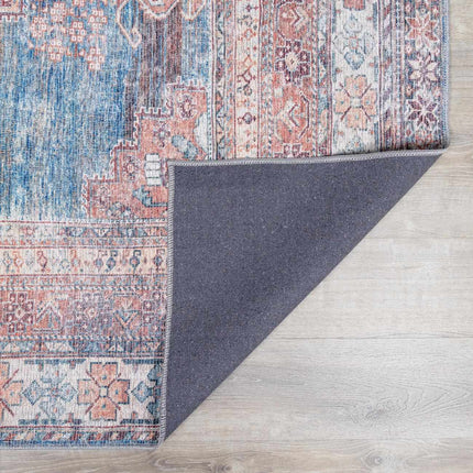 Baltinglass Rust & Blue Washable Area Rug - Clearance Rugs TriadCommerceInc
