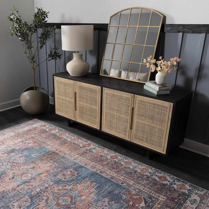 Baltinglass Rust & Blue Washable Area Rug - Clearance Rugs TriadCommerceInc