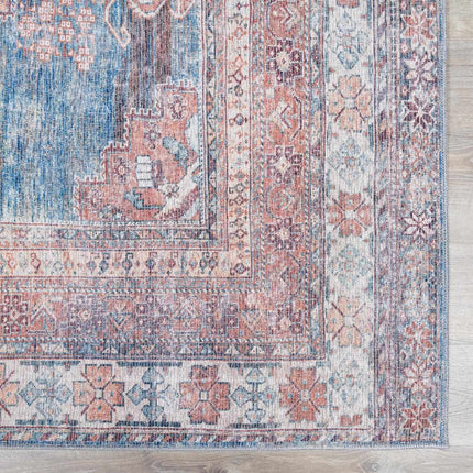 Baltinglass Rust & Blue Washable Area Rug - Clearance Rugs TriadCommerceInc