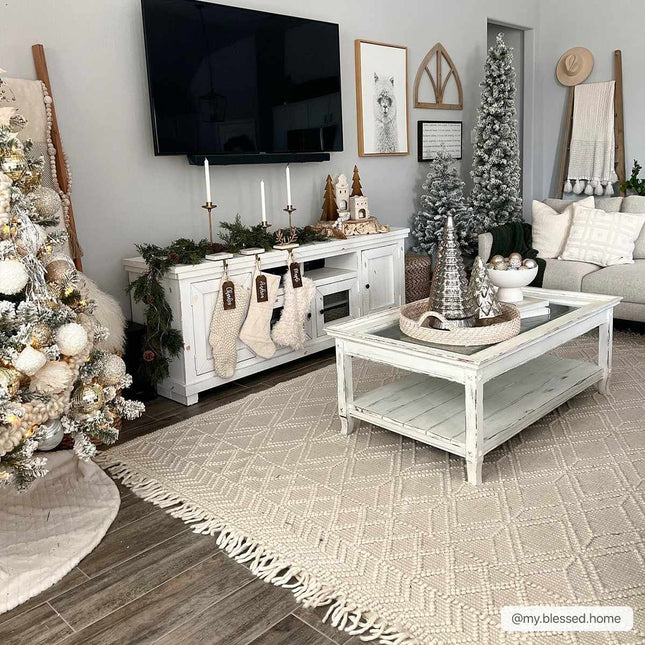 Ramsbury Beige Trellis Wool Rug Rugs TriadCommerceInc