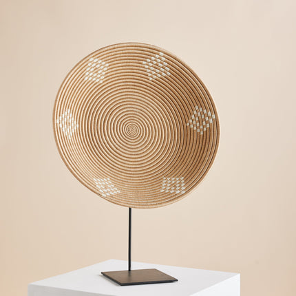 Blonde Rwanda Ivory Diamond Wall Basket Wall Basket TriadCommerceInc Large