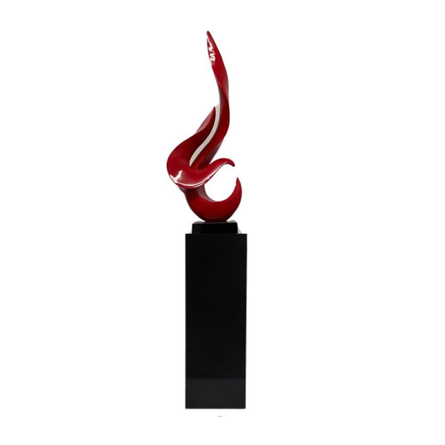 Red Flame Floor Sculpture With Black Stand, 65" Tall Sculpture TriadCommerceInc   