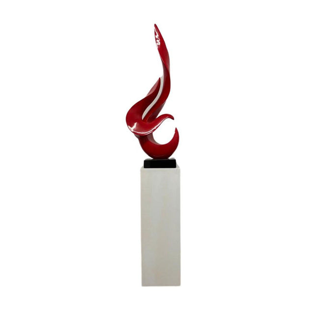 Red Flame Floor Sculpture With White Stand, 65" Tall Sculpture TriadCommerceInc   