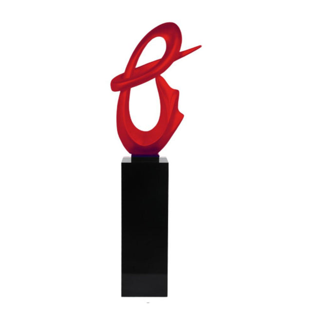 Red Fluid Abstract Floor Sculpture With Black Stand, 59" Tall Sculpture TriadCommerceInc   