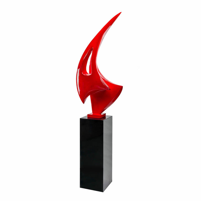 Red Sail Floor Sculpture With Black Stand, 70" Tall Sculpture TriadCommerceInc   
