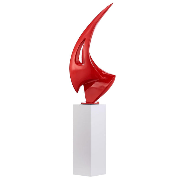 Red Sail Floor Sculpture With White Stand, 70" Tall Sculpture TriadCommerceInc   