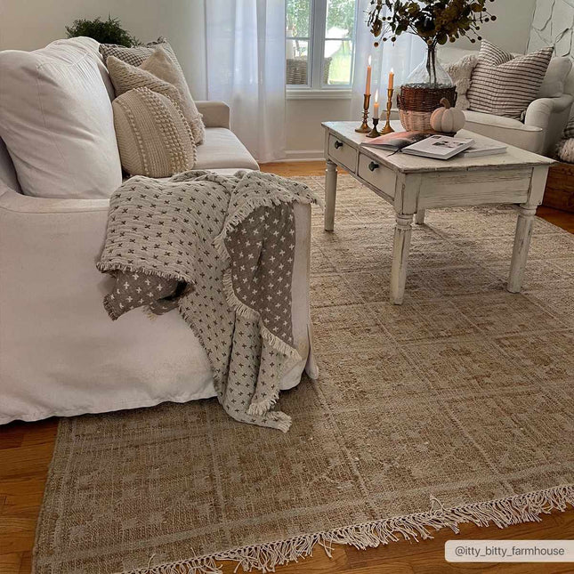 Rice Handcrafted Fringed Jute Carpet Rugs TriadCommerceInc