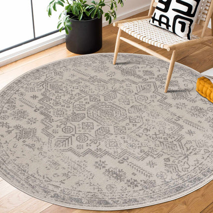 Tigried Ivory & Gray 2323 Area Rug - Clearance Rugs TriadCommerceInc 5'3" Round