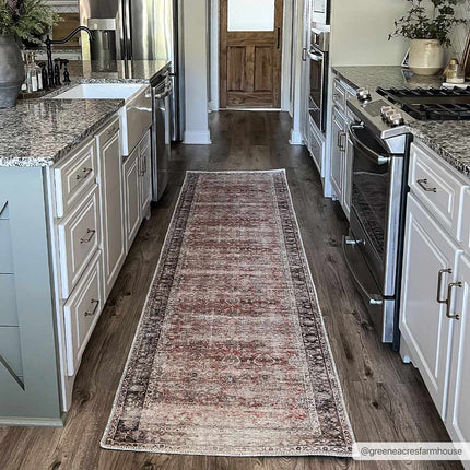 Rust Anahawan Distressed Washable Area Rug - Clearance Rugs TriadCommerceInc