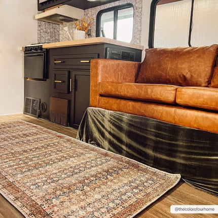 Rust Maligaya Distressed Washable Area Rug - Clearance Rugs TriadCommerceInc