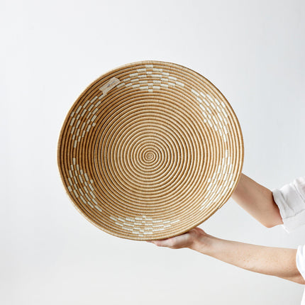 Blonde Rwanda Ivory Diamond Wall Basket Wall Basket TriadCommerceInc Medium