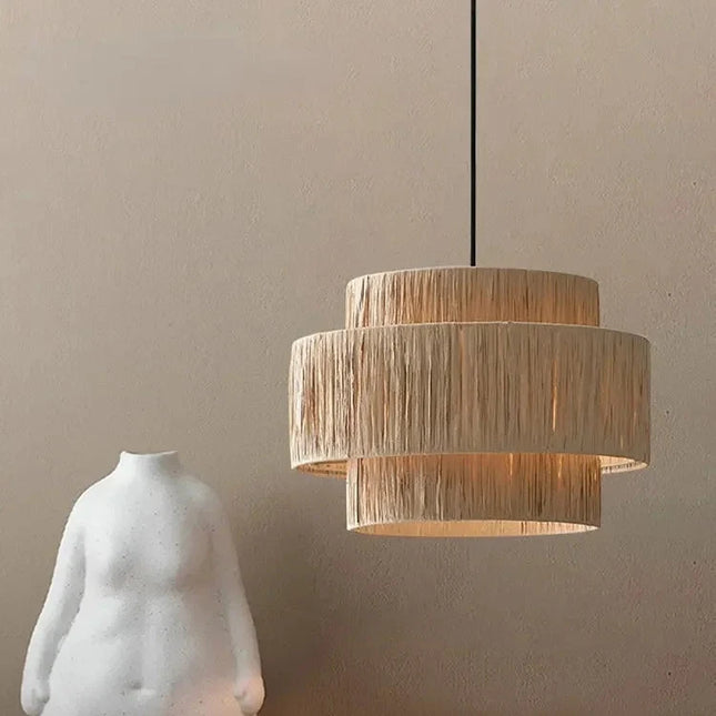 Japanese Vintage Woven Rattan Pendant Light Pendants TriadCommerceInc   