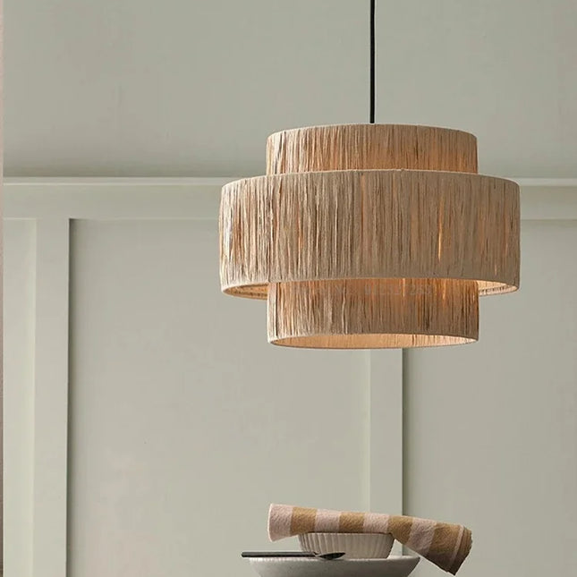 Japanese Vintage Woven Rattan Pendant Light Pendants TriadCommerceInc   