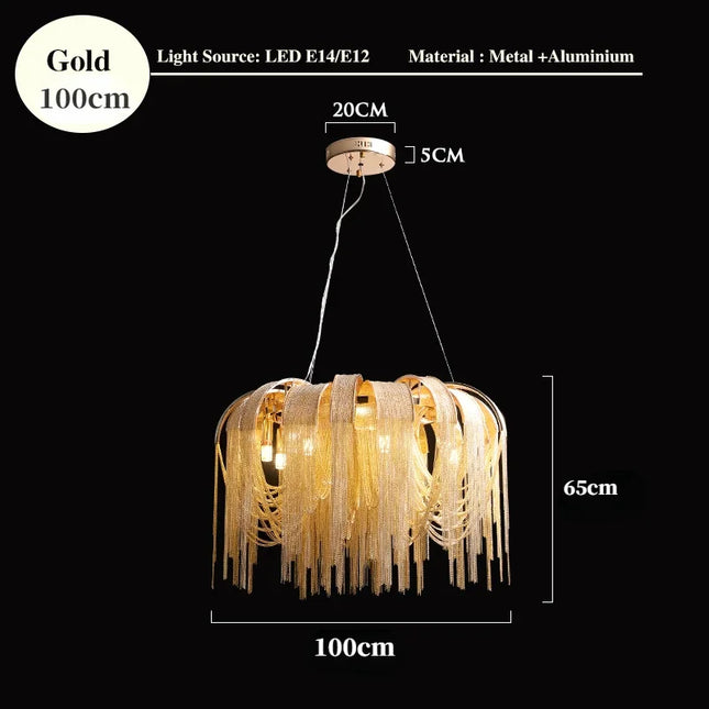 Luxury Tassel Chain Chandelier Chandeliers TriadCommerceInc Golden 100cm Tricolor No  RC 