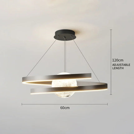 Modern Minimalist Nordic Chandelier Chandeliers TriadCommerceInc Moon Style - Black Infinite Dimming | 60CM | 110V 