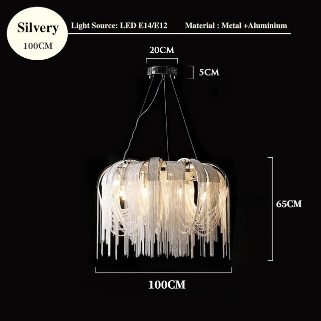 Luxury Tassel Chain Chandelier Chandeliers TriadCommerceInc Silver 100cm Tricolor No  RC 