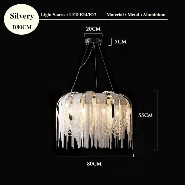 Luxury Tassel Chain Chandelier Chandeliers TriadCommerceInc Silver 80cm Tricolor No  RC 
