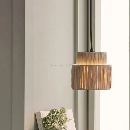 Japanese Vintage Woven Rattan Pendant Light Pendants TriadCommerceInc   