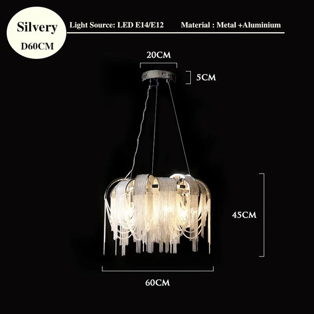 Luxury Tassel Chain Chandelier Chandeliers TriadCommerceInc Silver 60cm Tricolor No  RC 