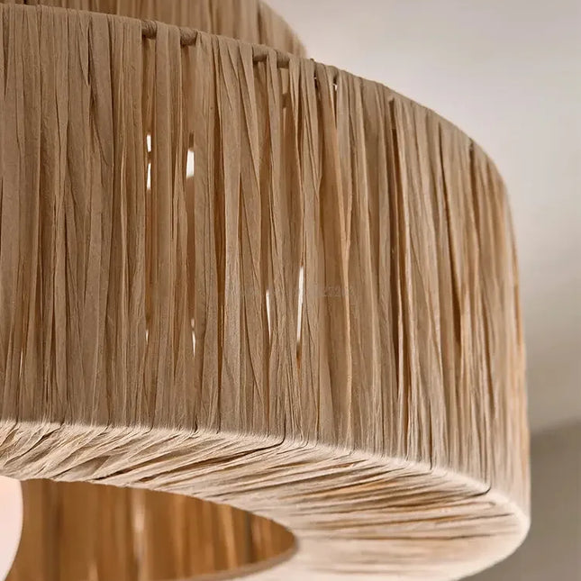 Japanese Vintage Woven Rattan Pendant Light Pendants TriadCommerceInc   