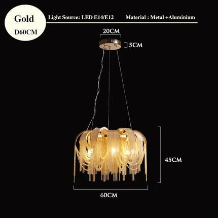 Luxury Tassel Chain Chandelier Chandeliers TriadCommerceInc Golden 60cm Tricolor No  RC 