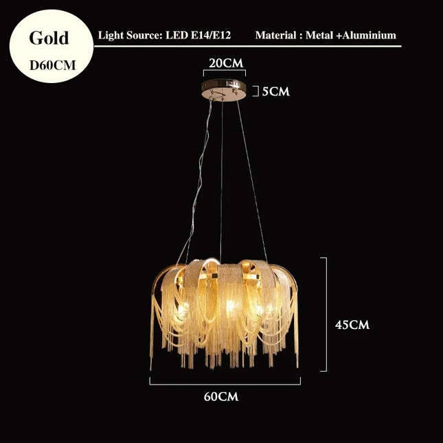 Luxury Tassel Chain Chandelier Chandeliers TriadCommerceInc Golden 60cm Tricolor No  RC 