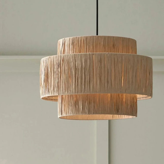 Japanese Vintage Woven Rattan Pendant Light Pendants TriadCommerceInc   