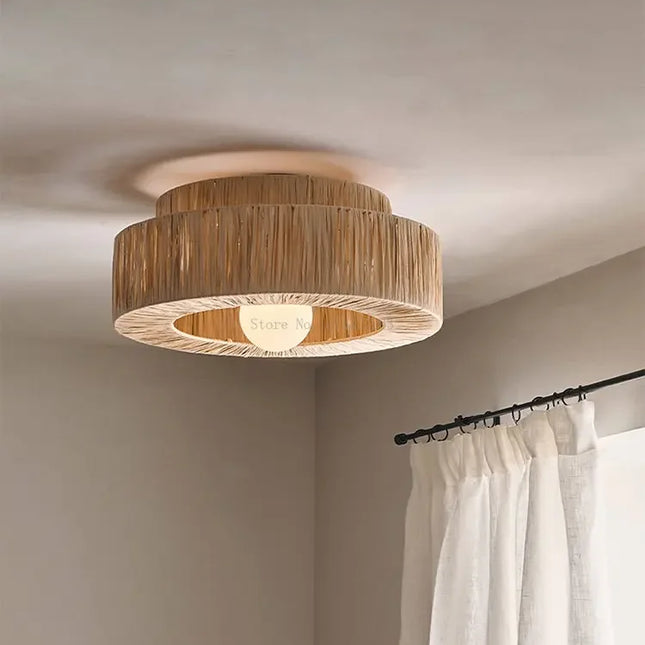 Japanese Vintage Woven Rattan Pendant Light Pendants TriadCommerceInc   