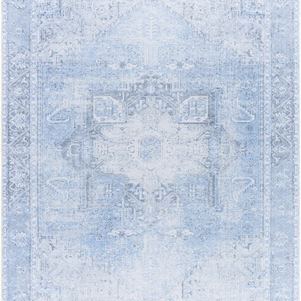 Ice Blue Flat Pile Washable Rug - Clearance Rugs TriadCommerceInc