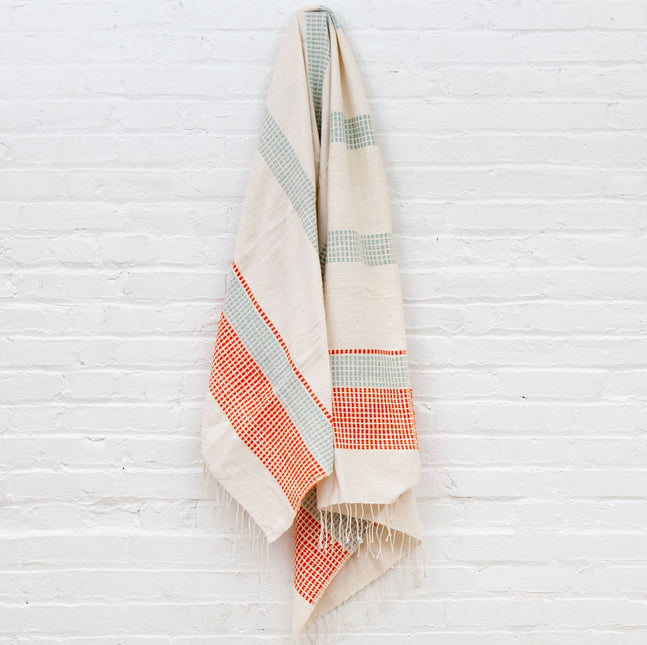 Camden Cotton Bath Towel Bath Towels & Washcloths TriadCommerceInc Azure and Tangerine  