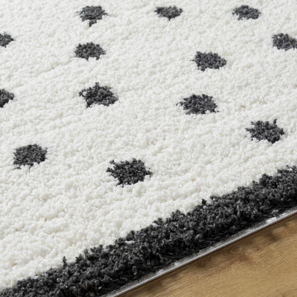 Chaia Dotted Black & White Plush Rug Rugs TriadCommerceInc