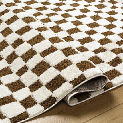 Lajos Brown Checkered Area Rug Rugs TriadCommerceInc