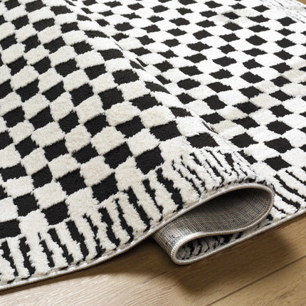 Leryn Black & White Checkered Area Rug Rugs TriadCommerceInc
