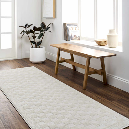 Leryn Ivory Checkered Area Rug Rugs TriadCommerceInc