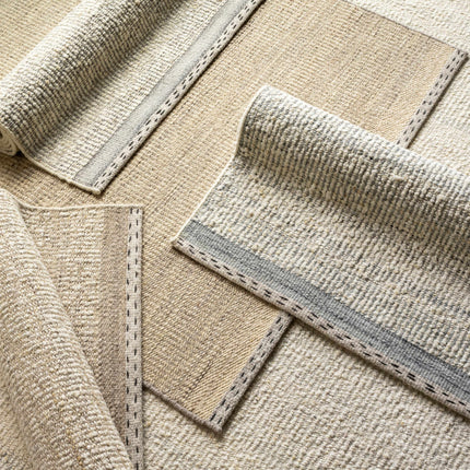 Yaniklar Cream Flat Woven Wool Rug Rugs TriadCommerceInc